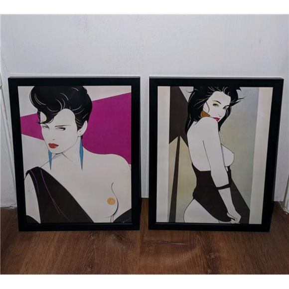 Patrick Nagel Art Bookplate Prints of Women 1985 1980s two...
